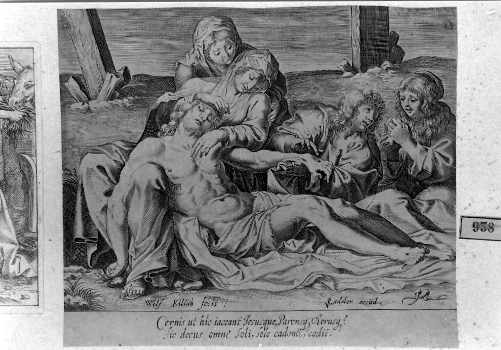 compianto sul Cristo morto (stampa smarginata) di Carracci Annibale, Kilian Wolfgang (secc. XVI/ XVII)