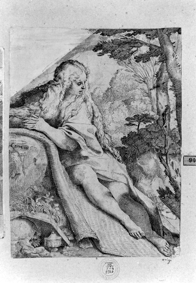 Santa Maria Maddalena penitente (stampa smarginata) di Carracci Annibale (sec. XVI)