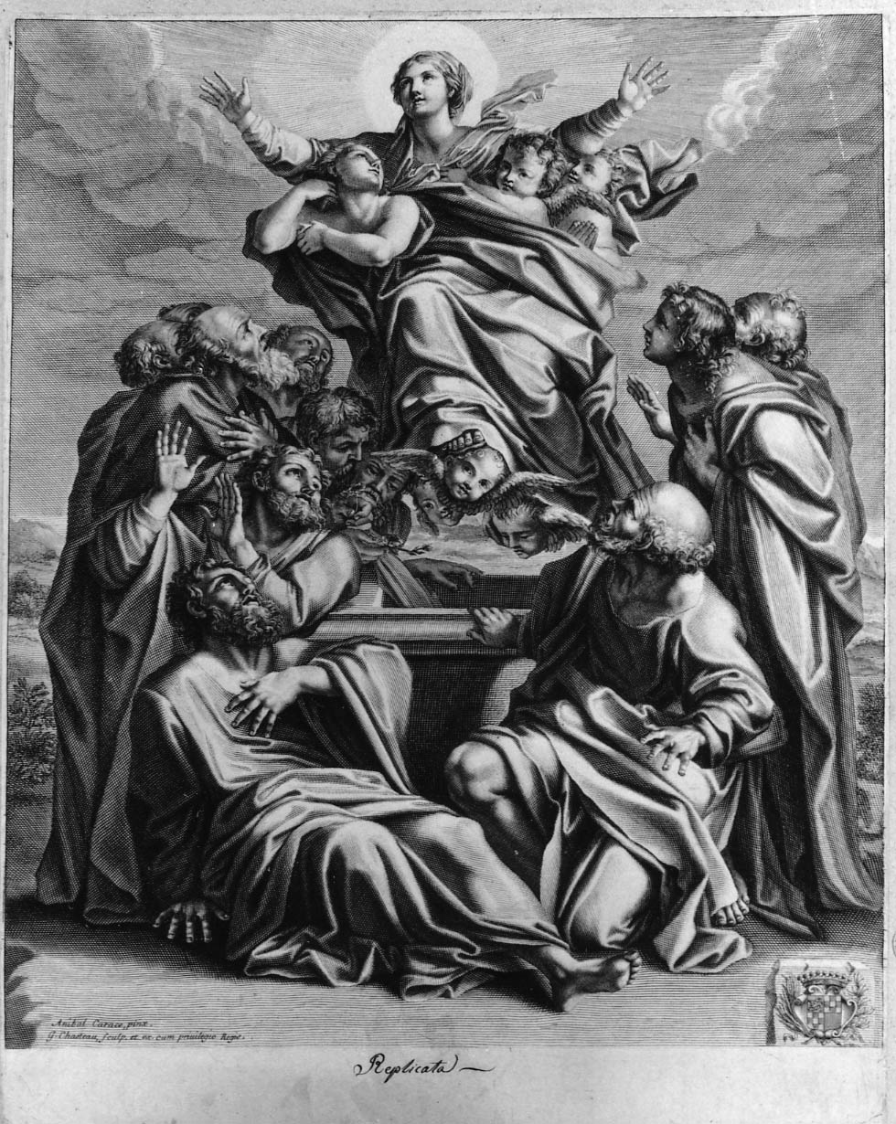assunzione della Madonna (stampa smarginata) di Chasteau Guillaume, Carracci Annibale (seconda metà sec. XVII)
