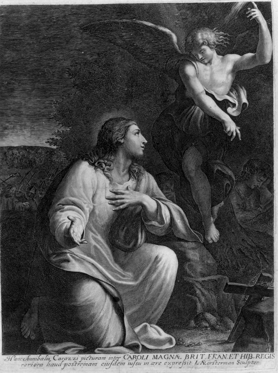 orazione di Cristo nell'orto di Getsemani (stampa smarginata) di Vorsterman Lucas, Carracci Annibale (sec. XVII)