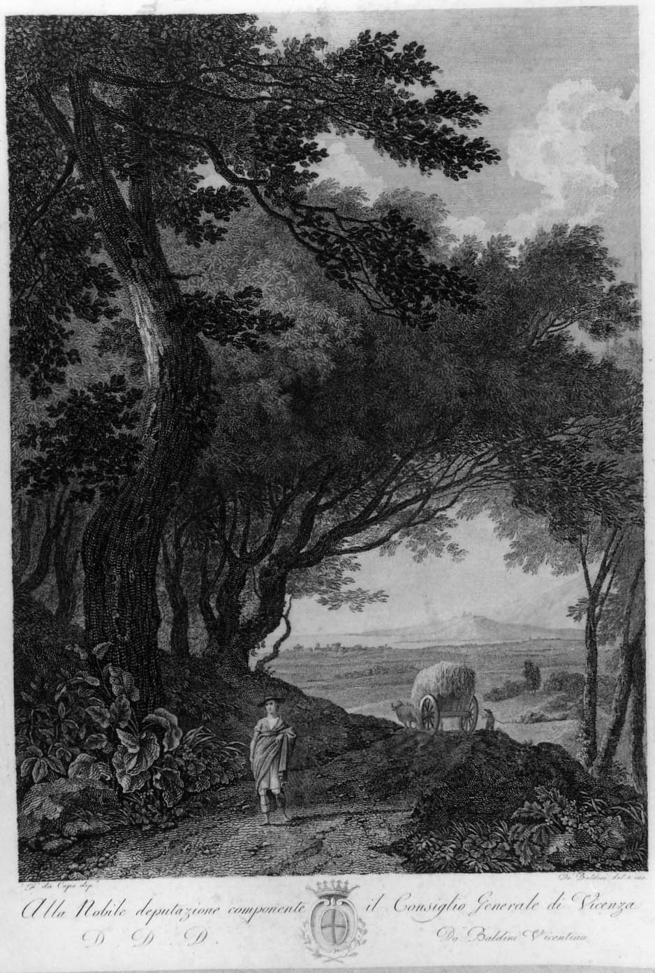 paesaggio rurale (stampa smarginata) di Capo Francesco de, Baldini Domenico (secc. XVIII/ XIX)