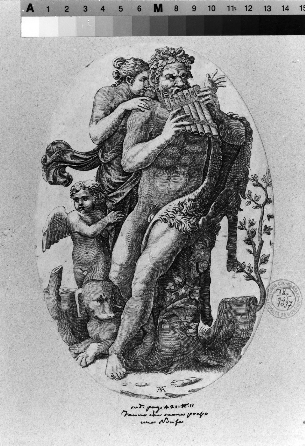 Pan, Venere e Cupido (stampa smarginata) di Giulio Romano, Scultori Adamo (sec. XVI)