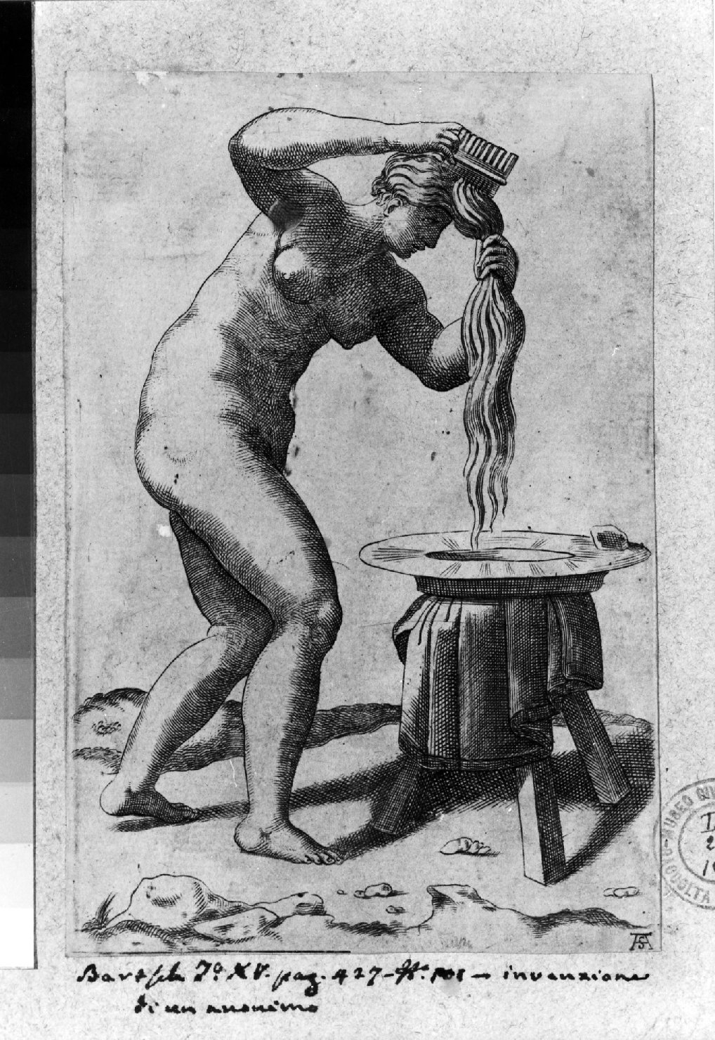 toletta di Venere (stampa smarginata) di Scultori Adamo, Giulio Romano (sec. XVI)