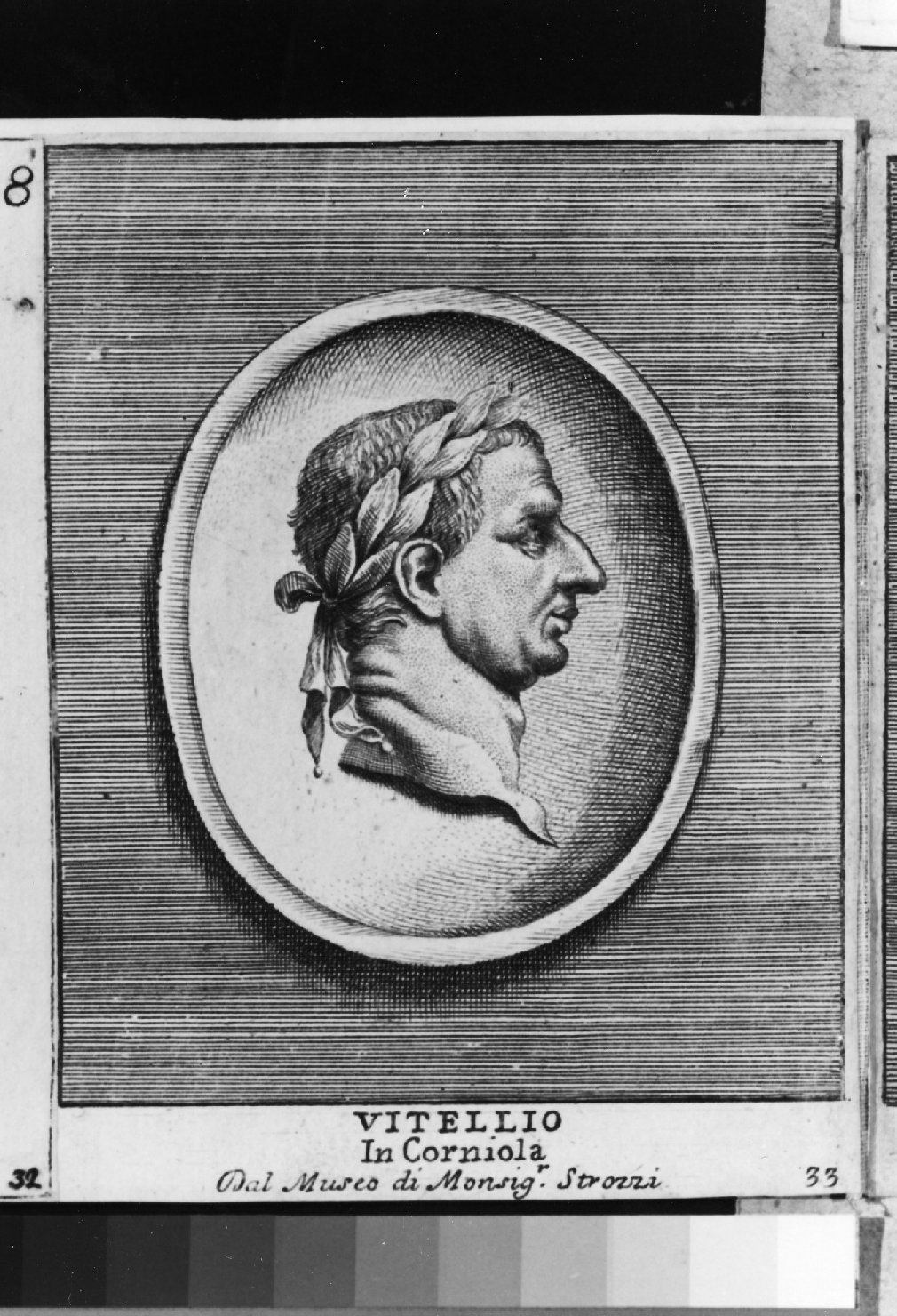 gemma antica con ritratto di Vitellio, ritratto d'uomo di profilo (stampa smarginata) di Aquila Francesco Faraone (sec. XVIII)