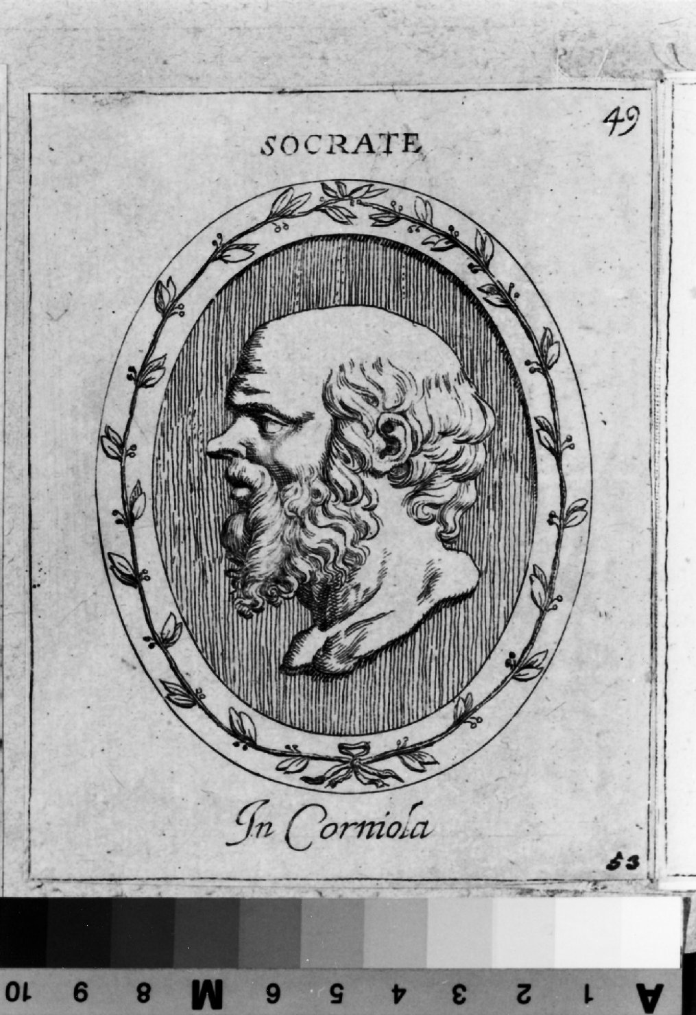 gemma antica con ritratto di Socrate, ritratto d'uomo di profilo (stampa smarginata) di Galestruzzi Giovan Battista (sec. XVII)