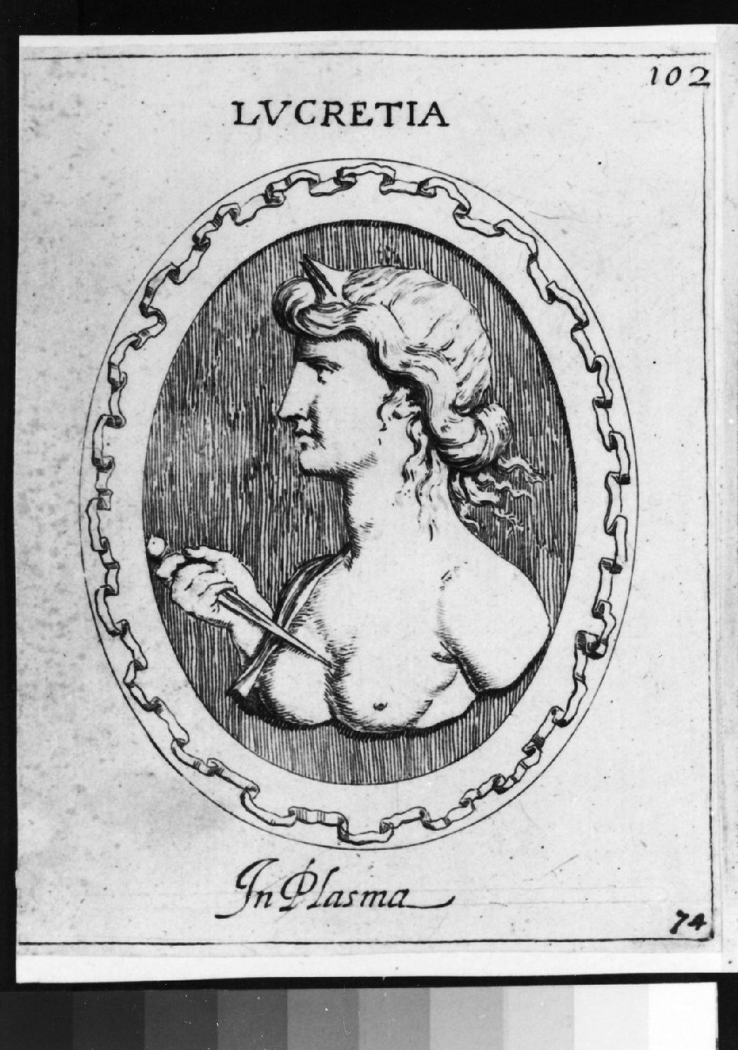 gemma antica con ritratto di Lucrezia, ritratto di donna (stampa smarginata) di Galestruzzi Giovan Battista (sec. XVII)