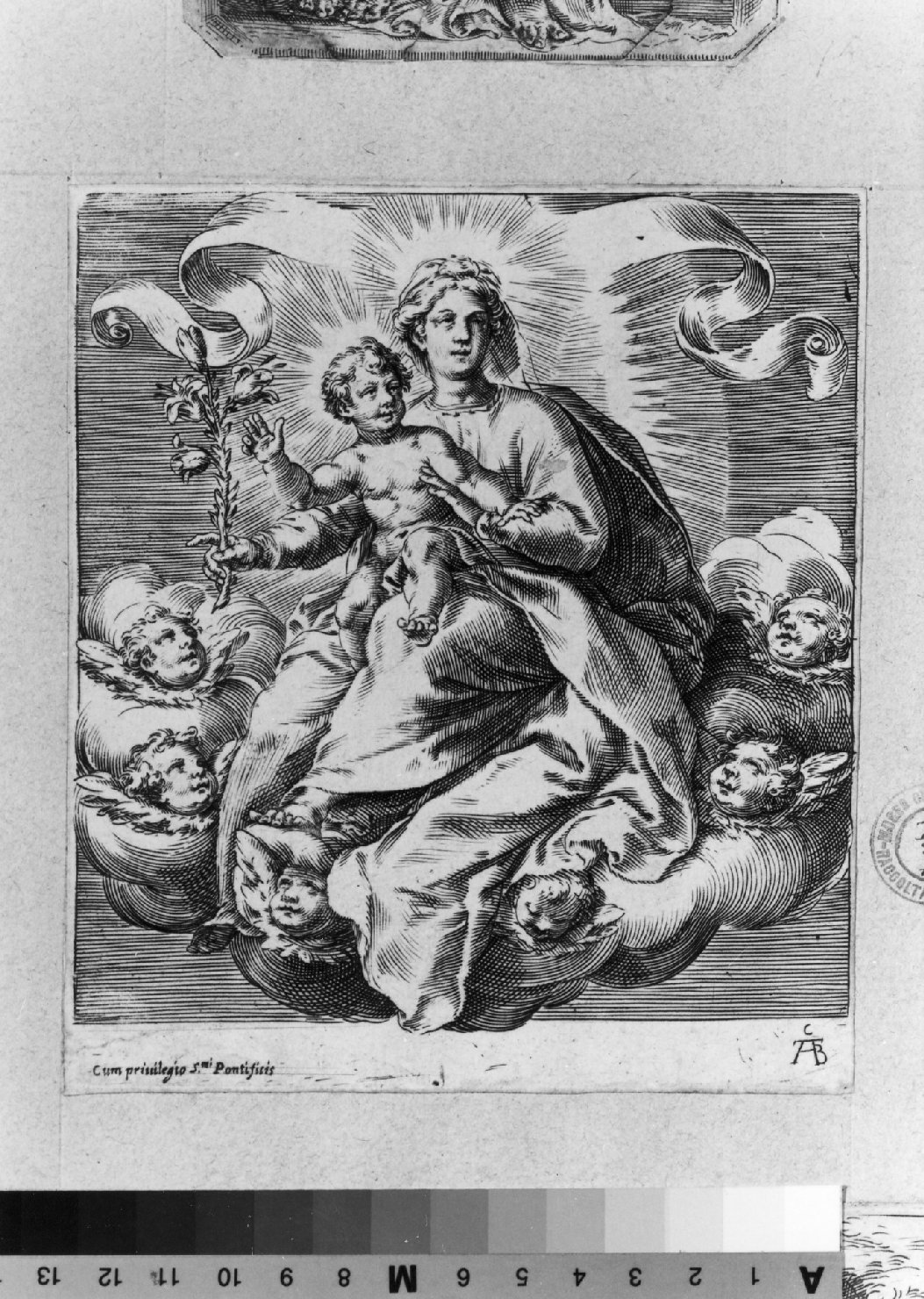 Madonna con Bambino in gloria (stampa smarginata) di Alberti Cherubino (secc. XVI/ XVII)
