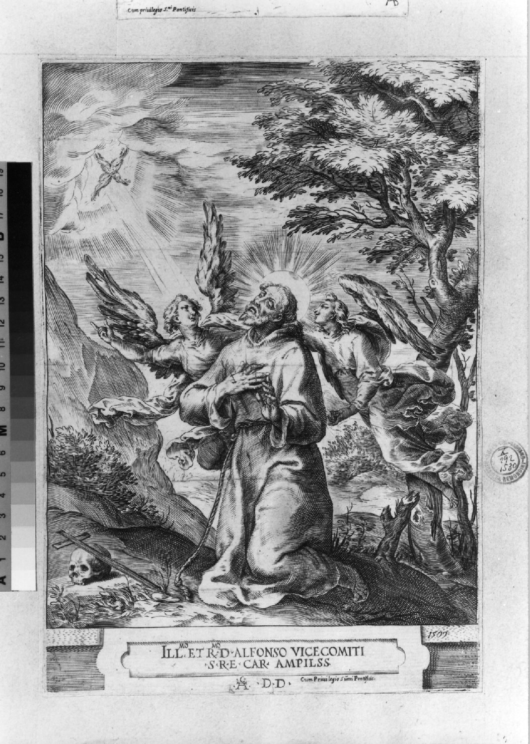San Francesco d'Assisi riceve le stimmate (stampa smarginata) di Alberti Cherubino (sec. XVI)