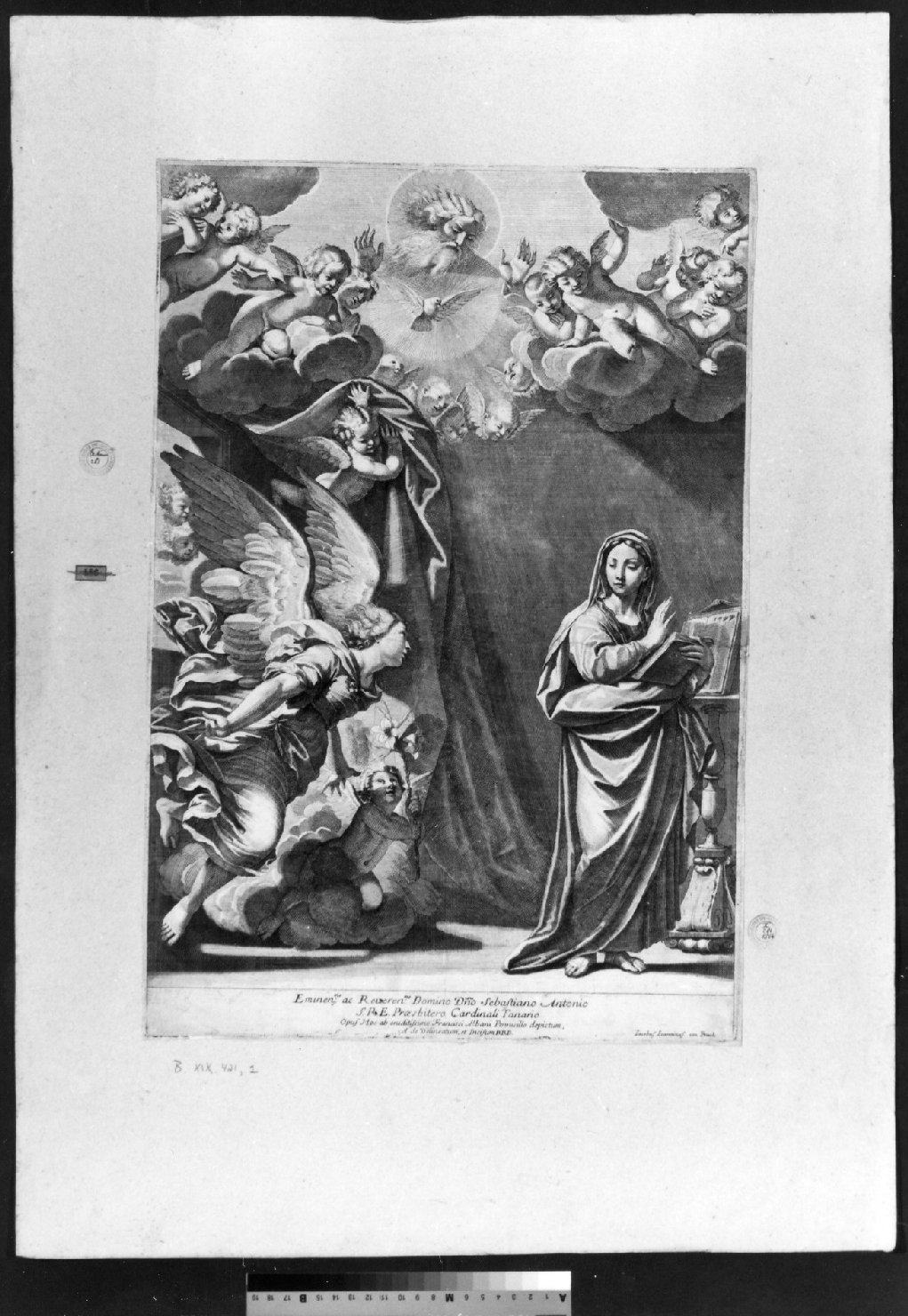 Annunciazione (stampa smarginata) di Giovannini Giacomo, Albani Francesco detto Albani (secc. XVII/ XVIII)