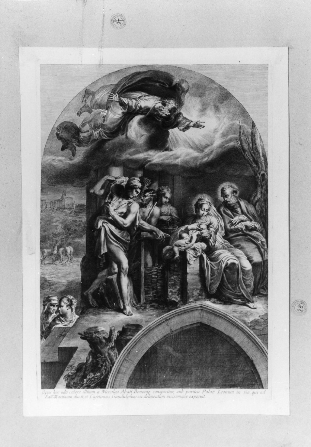 adorazione dei pastori (stampa) di Dell'Abate Niccolò, Gandolfi Gaetano (seconda metà sec. XVIII)