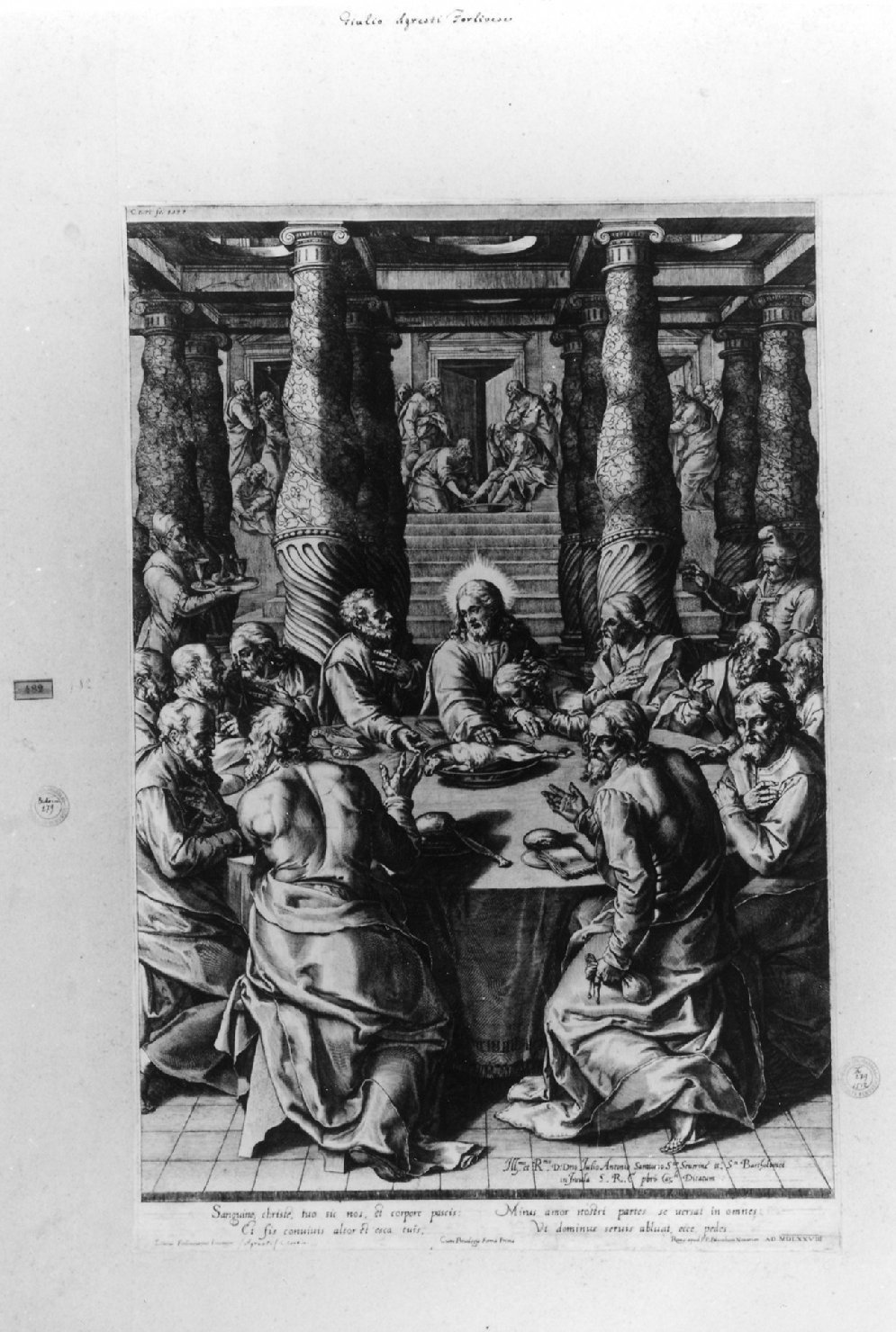 ultima cena (stampa smarginata) di Cort Cornelis, Agresti Livio (sec. XVI)