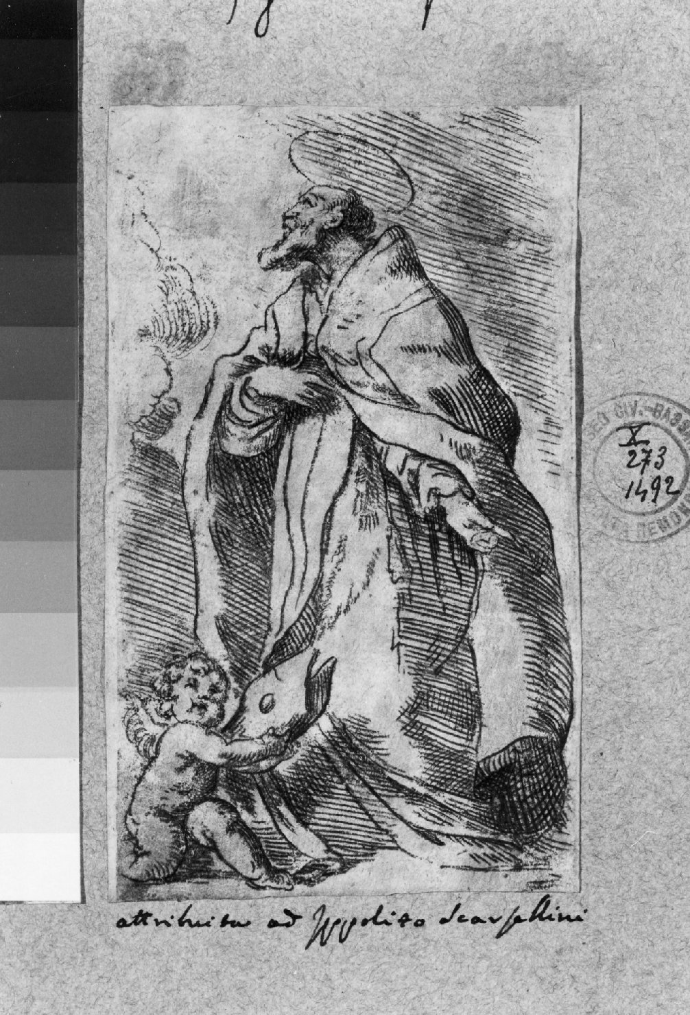 Santo vescovo (stampa smarginata) - ambito italiano (secc. XVI/ XVII)