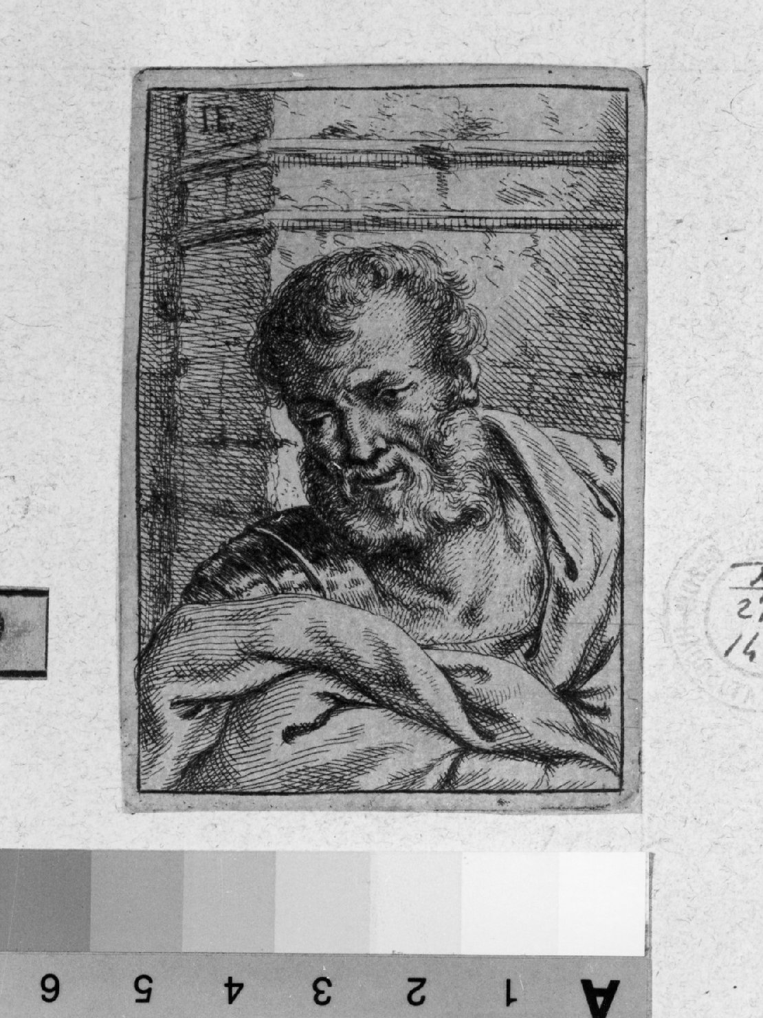 guerriero (stampa smarginata) di Monogrammista IE - ambito italiano (sec. XVII)