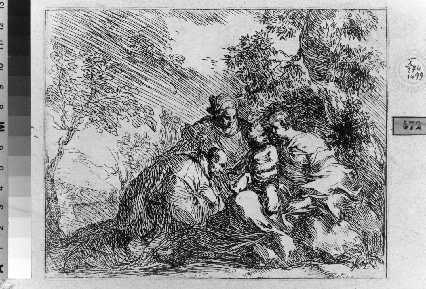 Madonna con Bambino e Santi (stampa smarginata) - ambito italiano (sec. XVII)