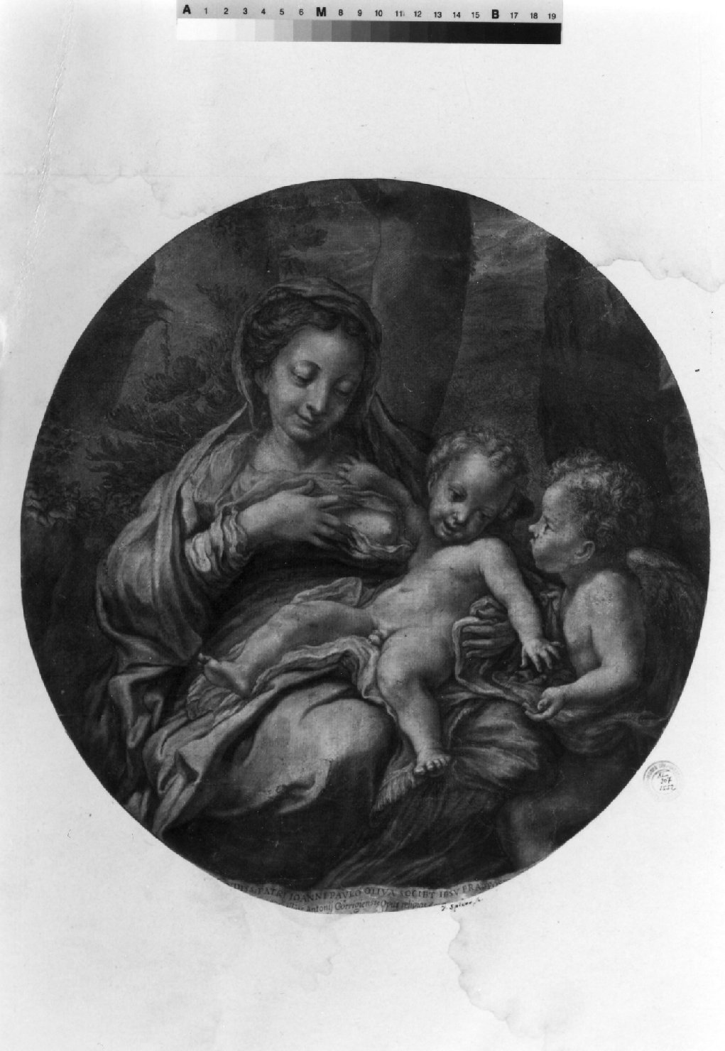 Madonna del Latte e San Giovannino (stampa smarginata) di Spierre Francoise, Correggio (seconda metà sec. XVII)