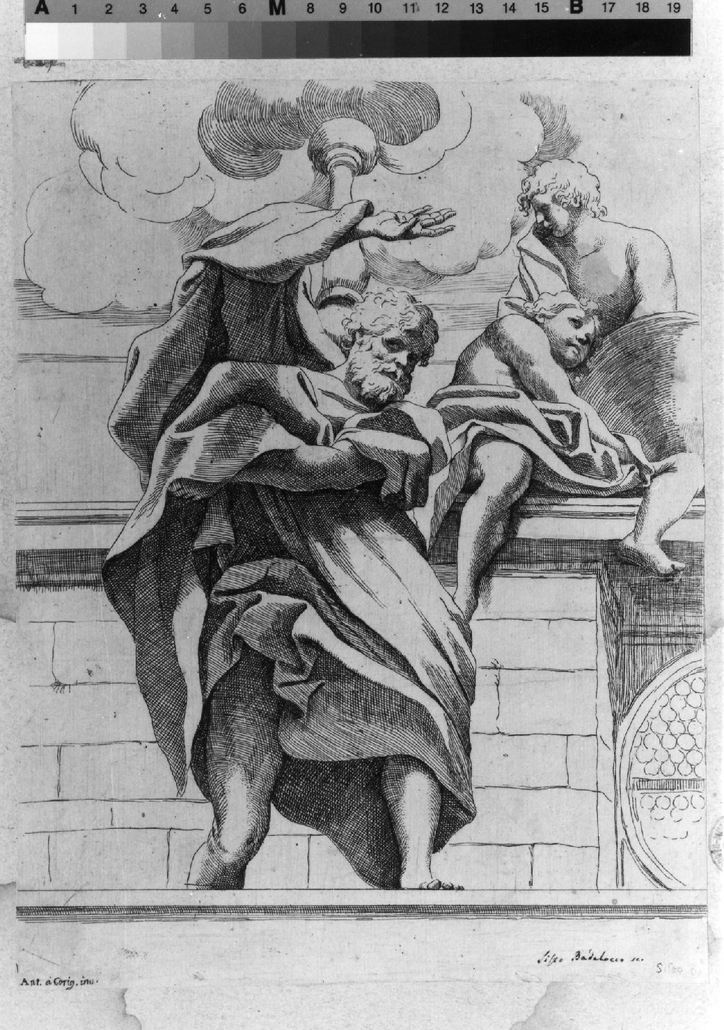 angeli e profeta (stampa smarginata, serie) di Badalocchio Sisto, Correggio (secc. XVI/ XVII)