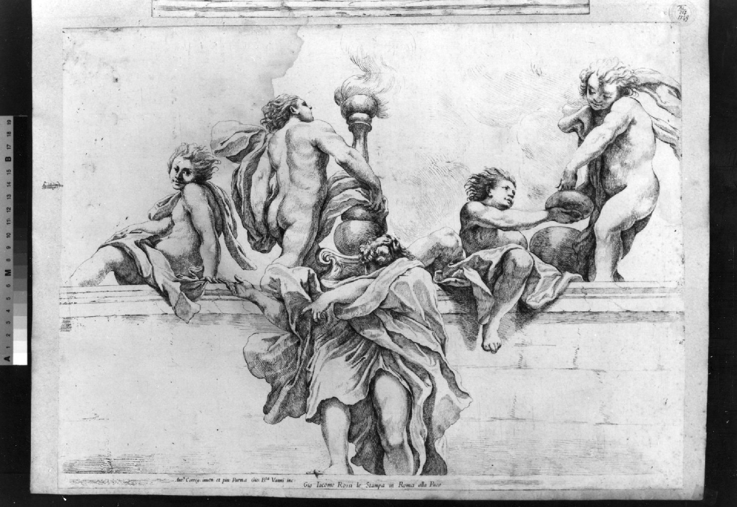 angeli e profeta (stampa smarginata, serie) di Vanni Giovan Battista, Correggio (sec. XVII)