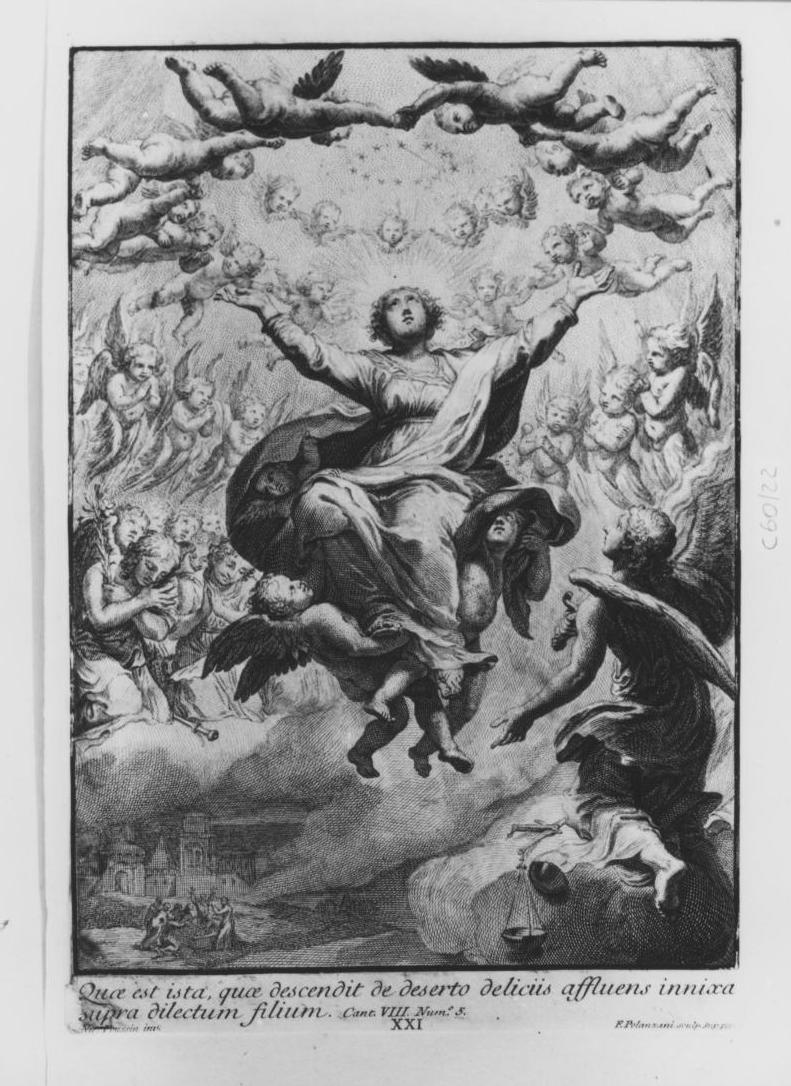 assunzione della Madonna (stampa, elemento d'insieme) di Poussin Nicolas, Polanzani Francesco (sec. XVIII)