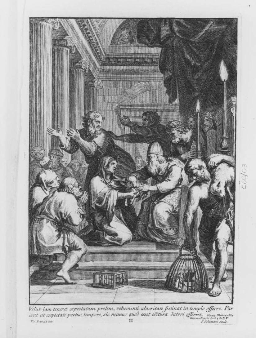 San Gioacchino cacciato dal tempio (stampa, elemento d'insieme) di Poussin Nicolas, Polanzani Francesco (sec. XVIII)