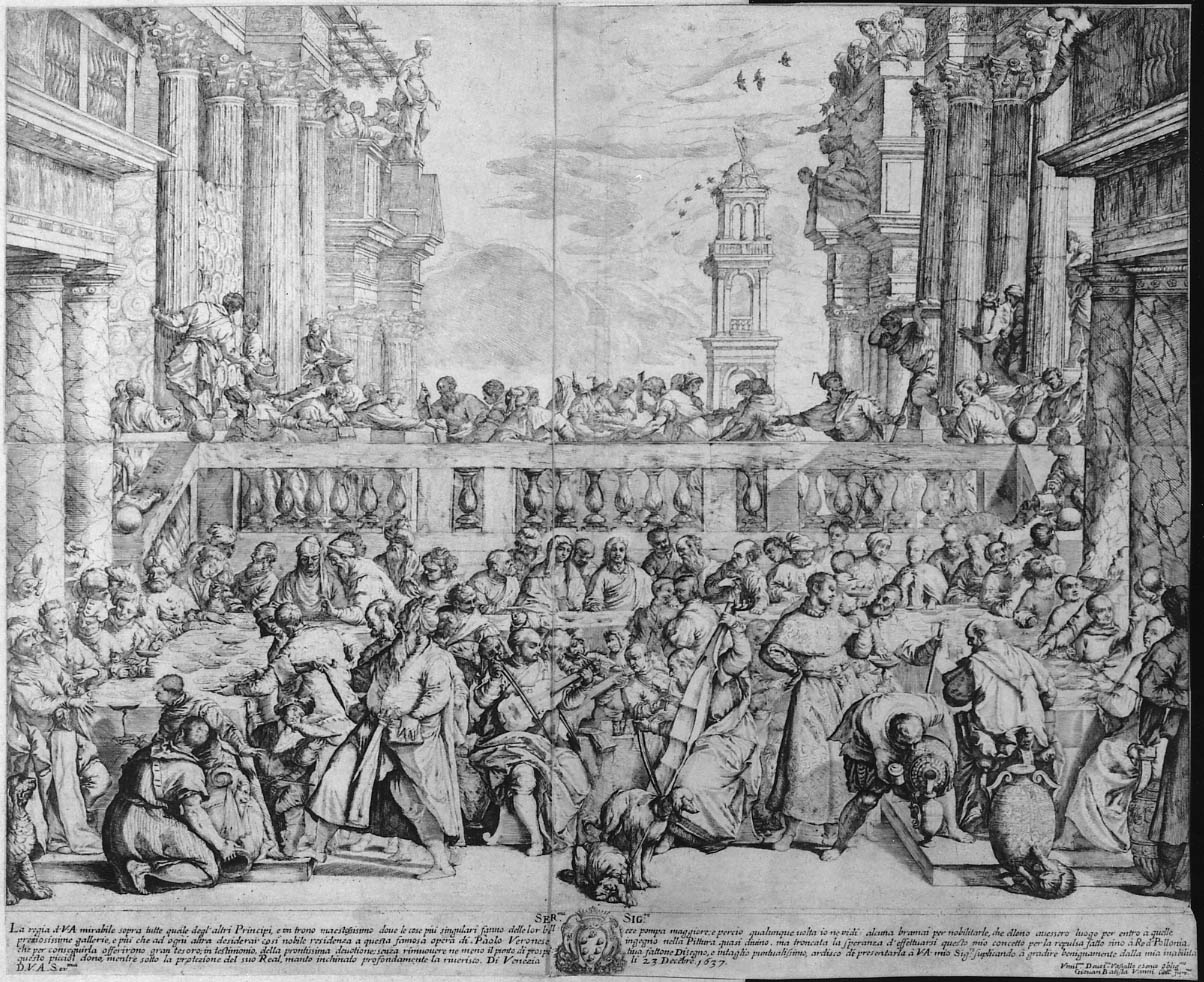 nozze di Cana (stampa smarginata, stampa composita) di Veronese Paolo, Vanni Giovan Battista (sec. XVII)