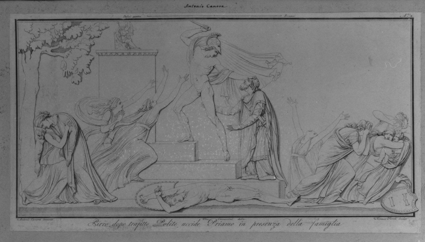 morte di Priamo (stampa smarginata, serie) di Piroli Tommaso, Canova Antonio, Camuccini Vincenzo (sec. XVIII)