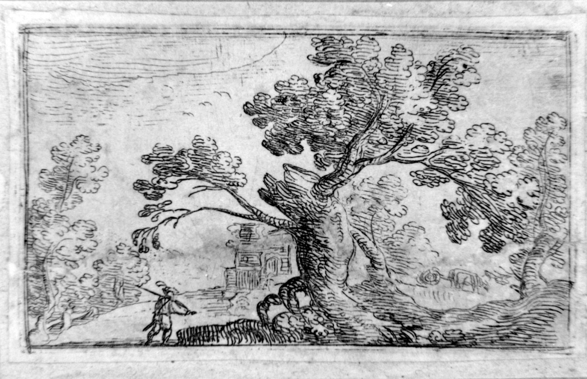 paesaggio con alberi (stampa) di Cantagallina Remigio (sec. XVII)