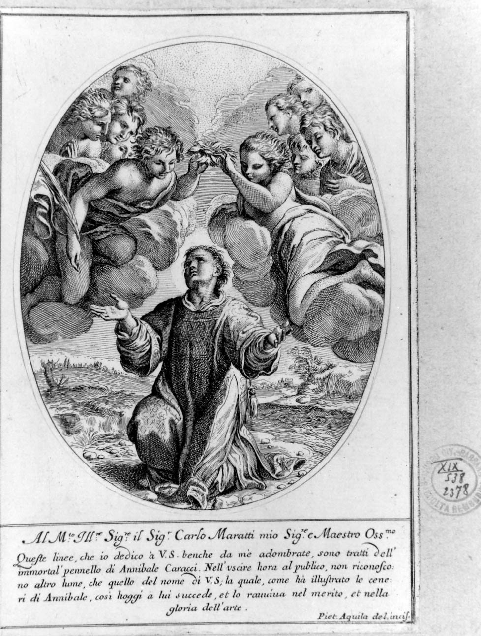 Santo Stefano (stampa smarginata) di Aquila Pietro dell', Carracci Annibale (seconda metà sec. XVII)