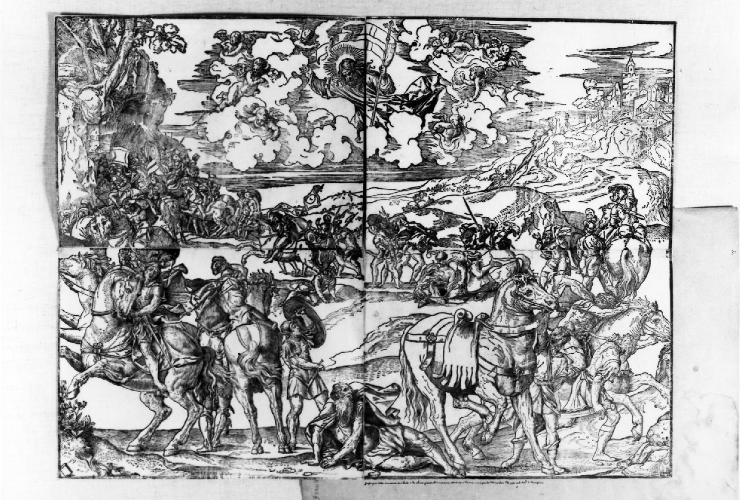 conversione di San Paolo (stampa smarginata, stampa composita) di Vecellio Tiziano - ambito italiano (sec. XVI)