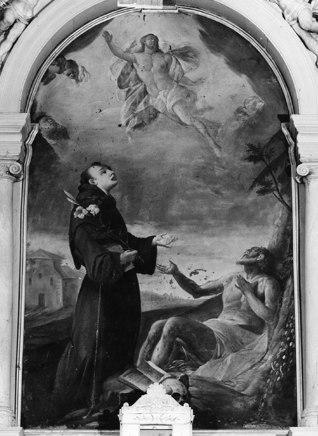 Cristo redentore con angeli e santi (dipinto, elemento d'insieme) di Costalunga Gaetano (sec. XVIII)