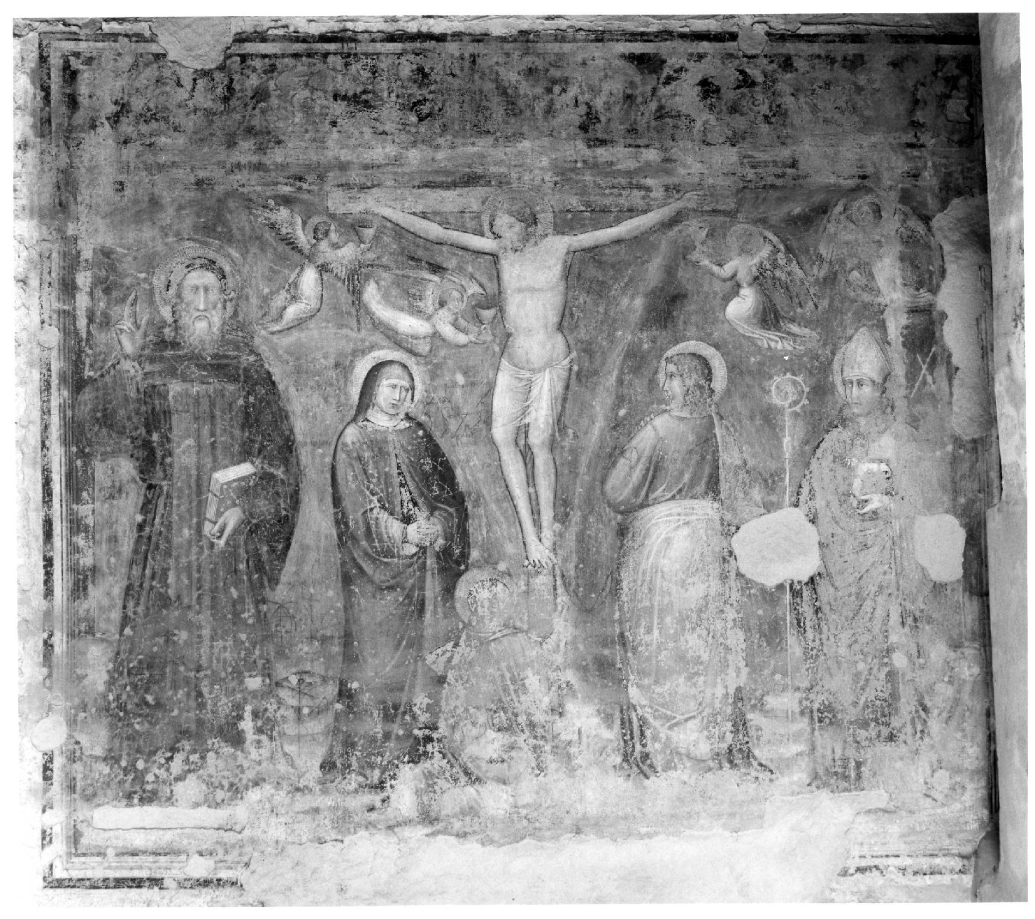 crocifissione di Cristo con la Madonna e santi (dipinto) - ambito veneto (ultimo quarto sec. XIV)