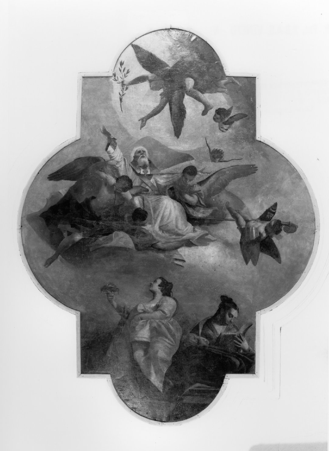 San Benedetto in gloria (dipinto murale) di Lorenzi Francesco (maniera) (sec. XVIII)