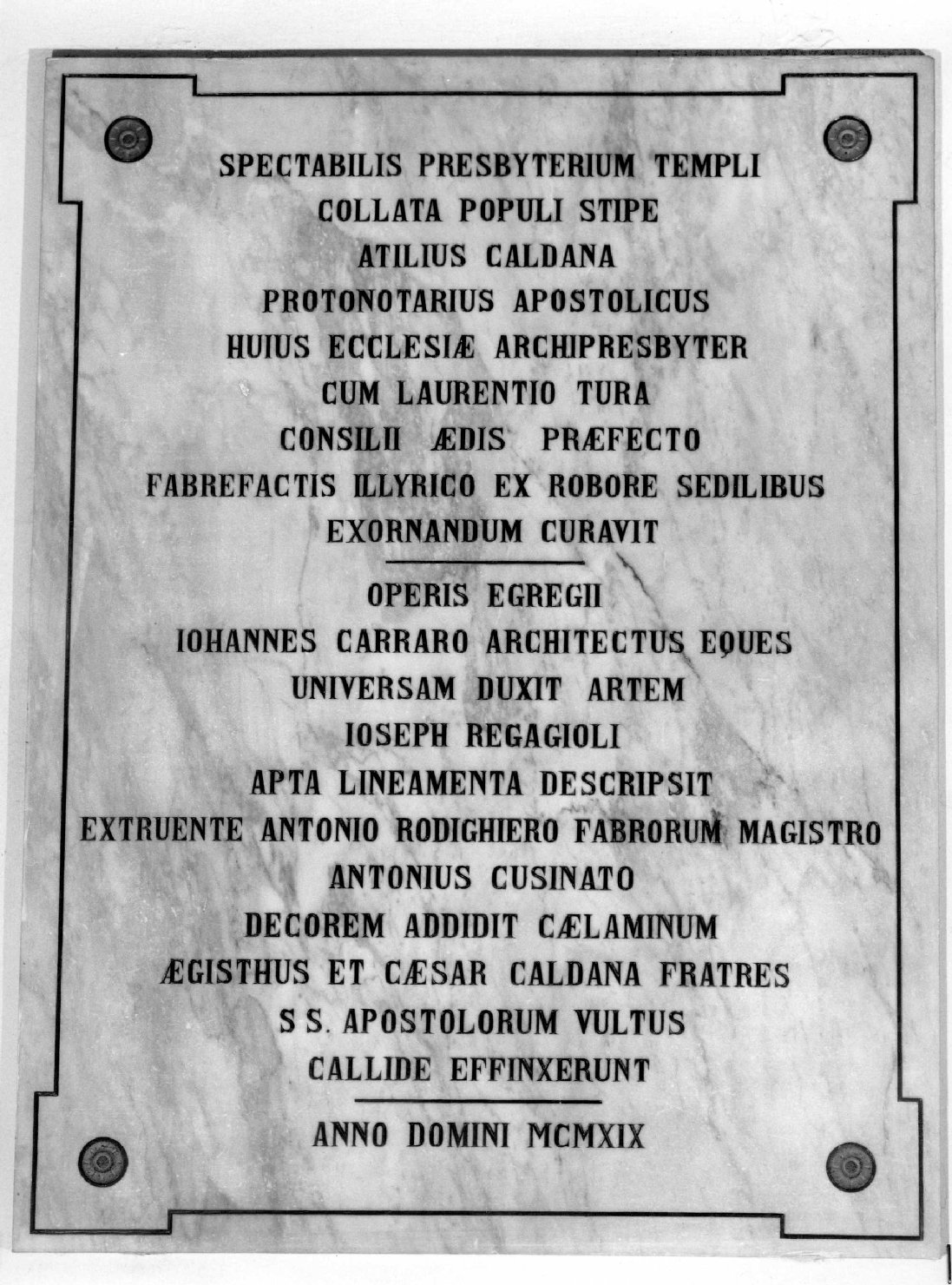 lapide documentaria - bottega veneta (sec. XX)