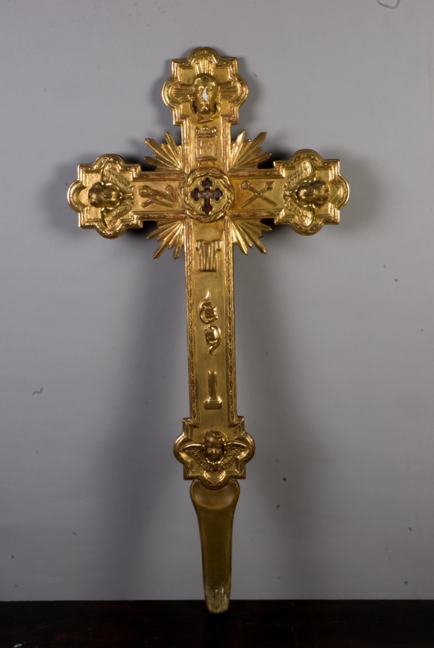 reliquiario - a croce - ambito piemontese (seconda metà sec. XIX)