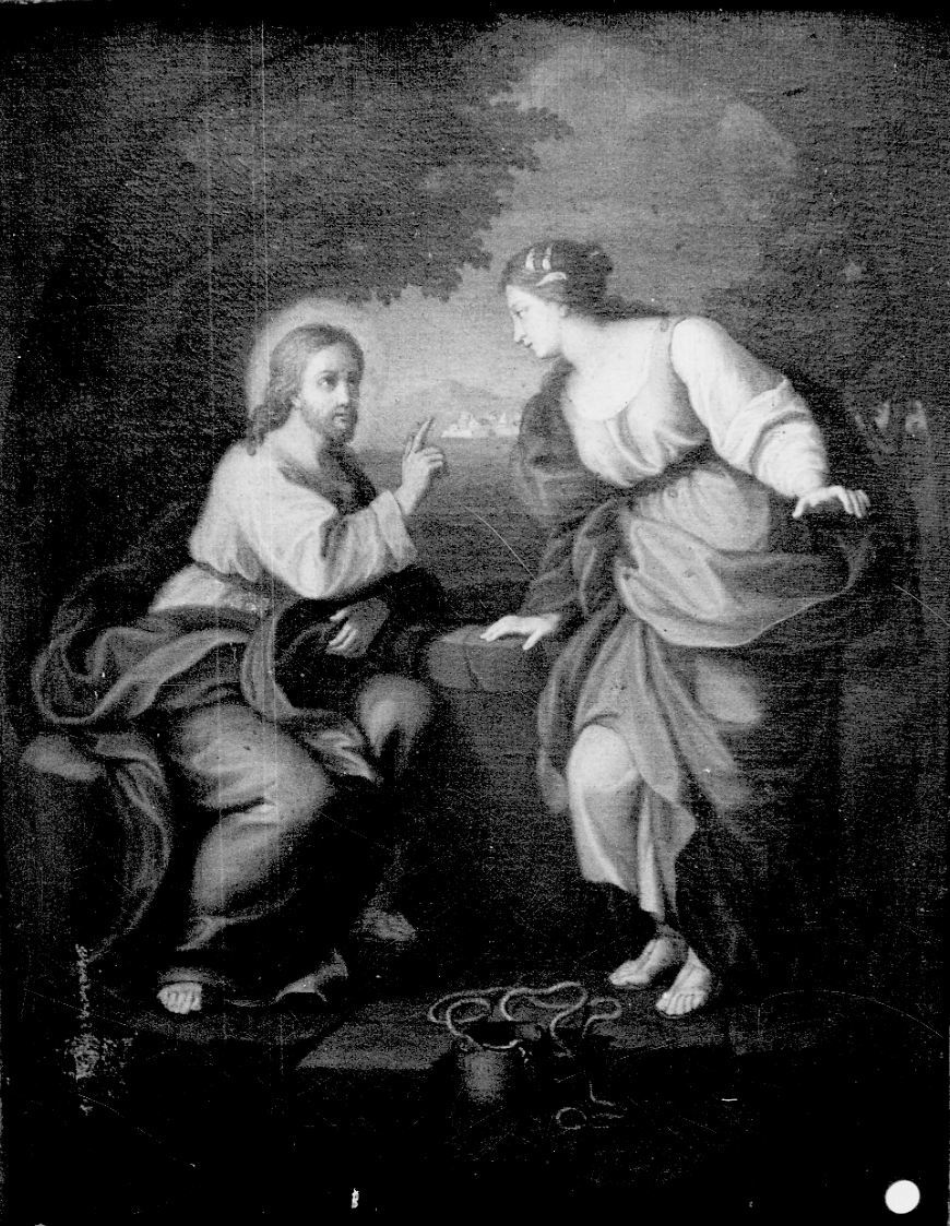 Cristo e la samaritana al pozzo (dipinto) - ambito lombardo (sec. XVIII)