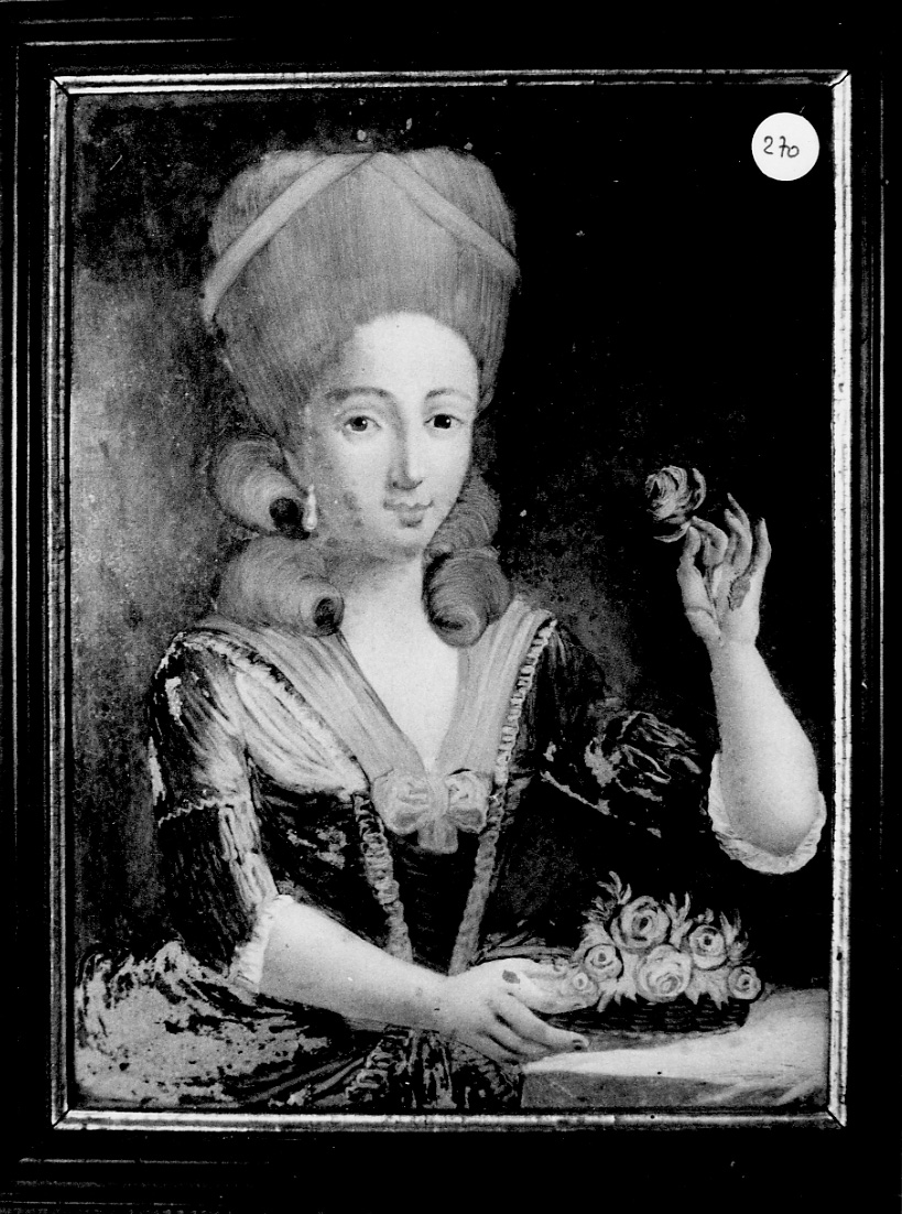 Ritratto di nobildonna francese del secolo XVIII, ritratto di donna (dipinto) - ambito piemontese (sec. XIX)