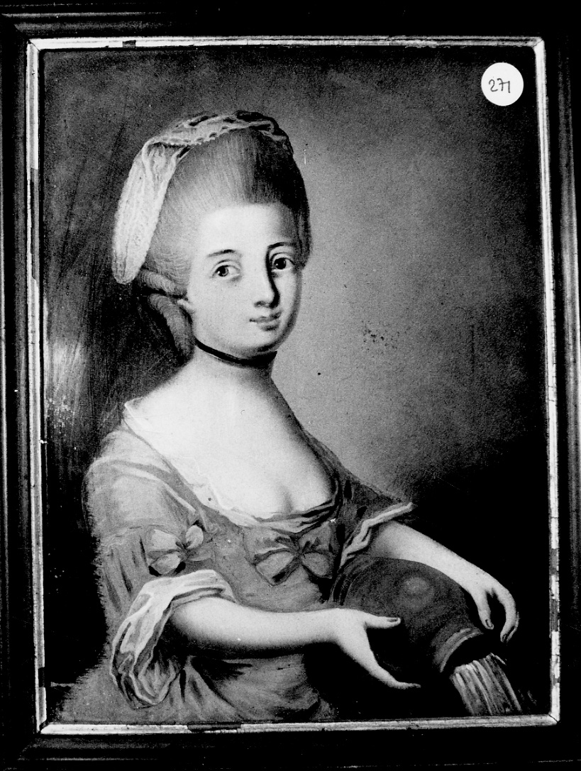 Ritratto di dama francese del secolo XVIII, ritratto di donna (dipinto) - ambito piemontese (sec. XIX)