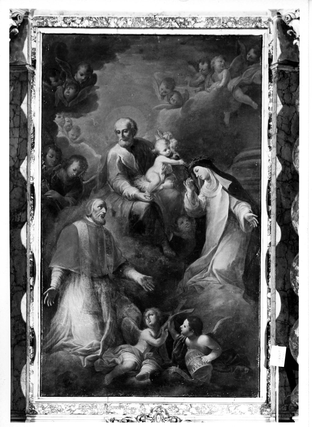 San Giuseppe, Santa Caterina da Siena e San Pio V (dipinto) di Gregori Girolamo (attribuito) (metà sec. XVIII)