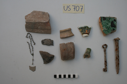 materiale proveniente da Unità Stratigrafica (ceramica, materiale di rivestimento, metallo, materiale edilizio, vetro) (limiti cronologici non precisabili)