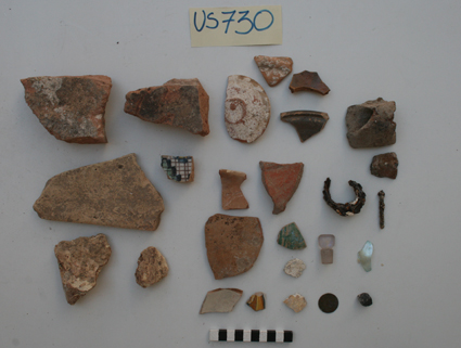 materiale proveniente da Unità Stratigrafica (ceramica, materiale di rivestimento, materiale lapideo, metallo, vetro, reperti fittili) (limiti cronologici non precisabili)