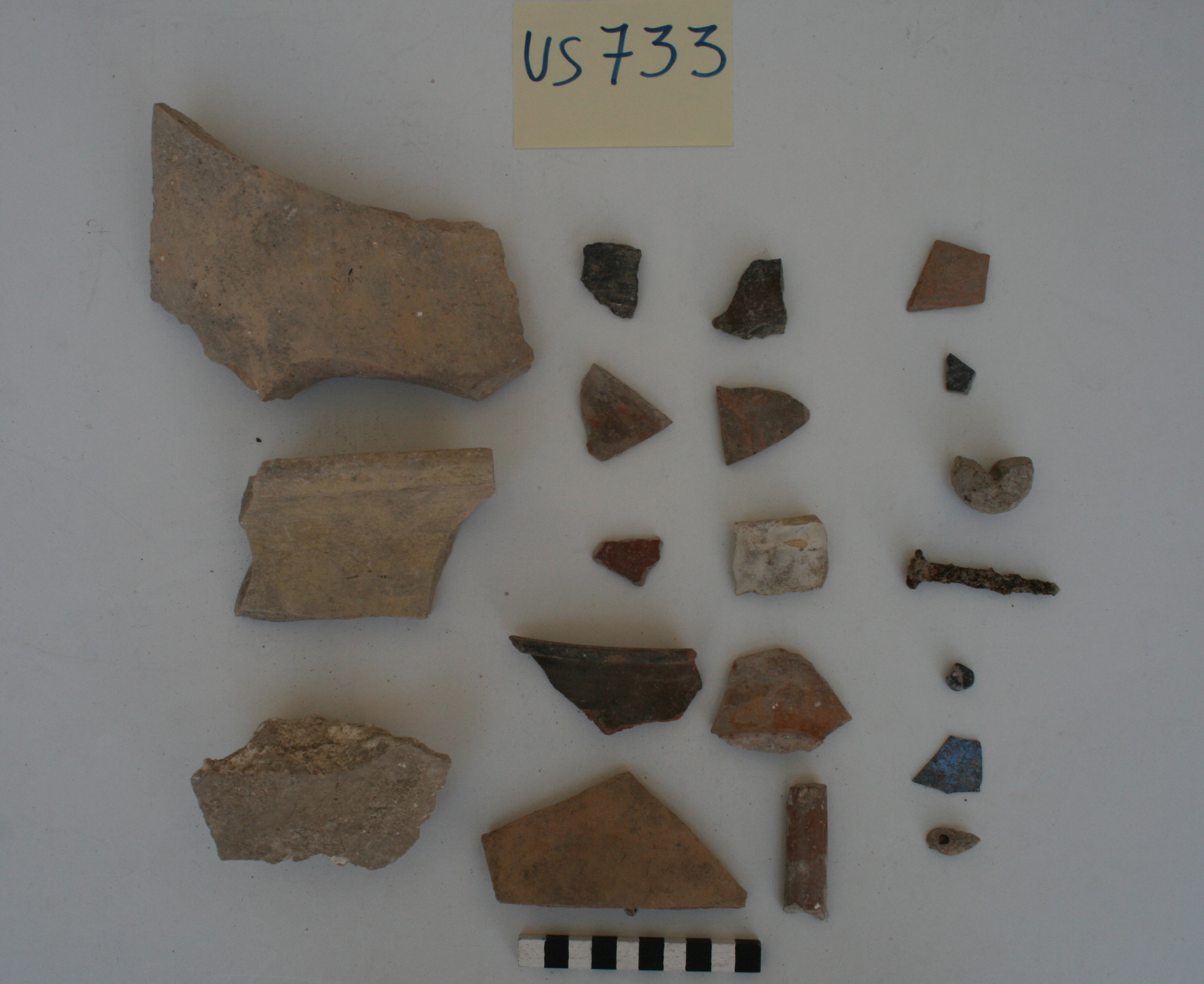 materiale proveniente da Unità Stratigrafica (ceramica, vetro, metallo, materiale di rivestimento, reperti malacologici) (limiti cronologici non precisabili)