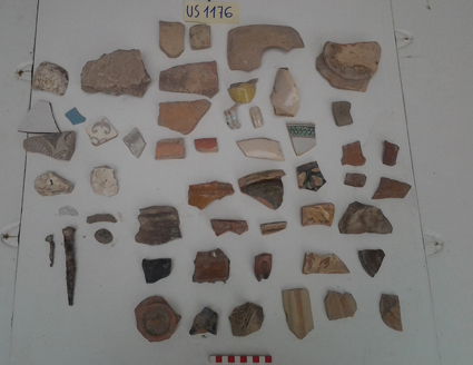 materiale proveniente da Unità Stratigrafica (ceramica, vetro, metallo, materiale di rivestimento, materiale lapideo, materiale edilizio, reperti malacologici) (limiti cronologici non precisabili)