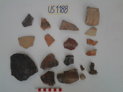 materiale proveniente da Unità Stratigrafica (ceramica, materiale di rivestimento, metallo, reperti malacologici) (limiti cronologici non precisabili)