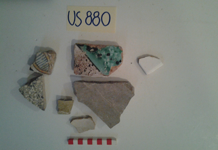 materiale proveniente da Unità Stratigrafica (materiale di rivestimento, ceramica) (limiti cronologici non precisabili)