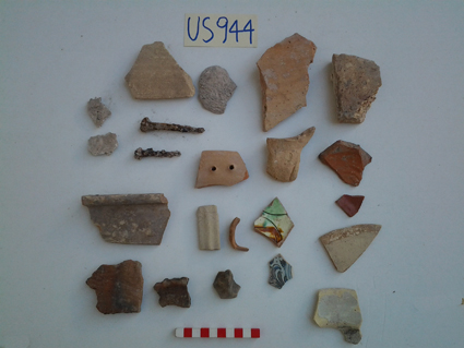 materiale proveniente da Unità Stratigrafica (ceramica, materiale edilizio, metallo, reperti malacologici) (limiti cronologici non precisabili)