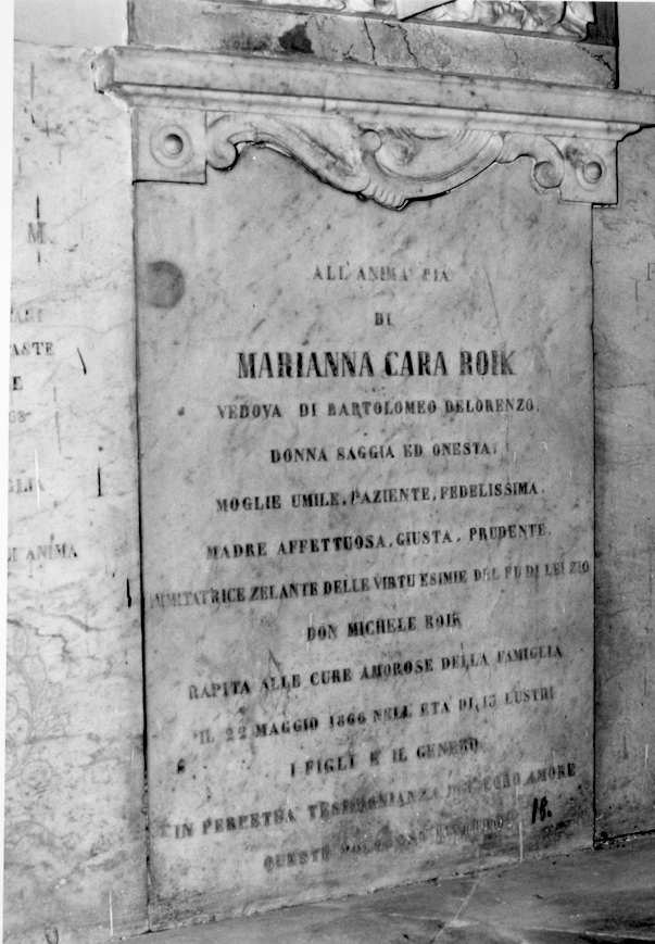 Marianna Cara Roik De Lorenzo (monumento funebre) - ambito cagliaritano (sec. XIX)