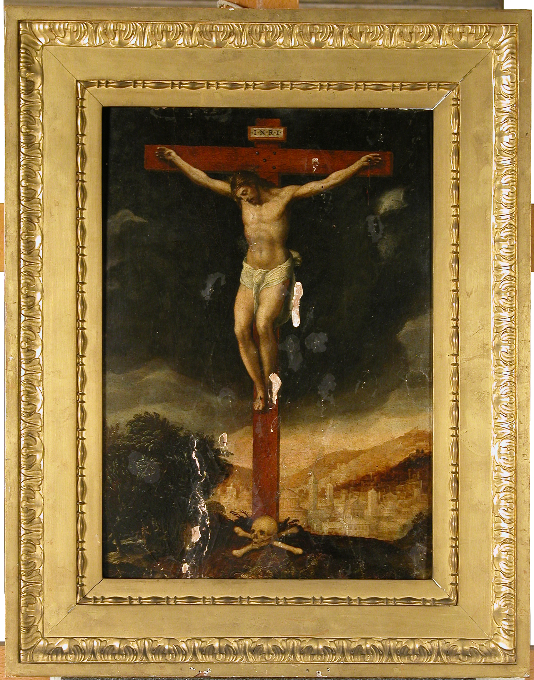 morte di Cristo sulla croce (dipinto, opera isolata) - ambito ferrarese (metà sec. XVI)