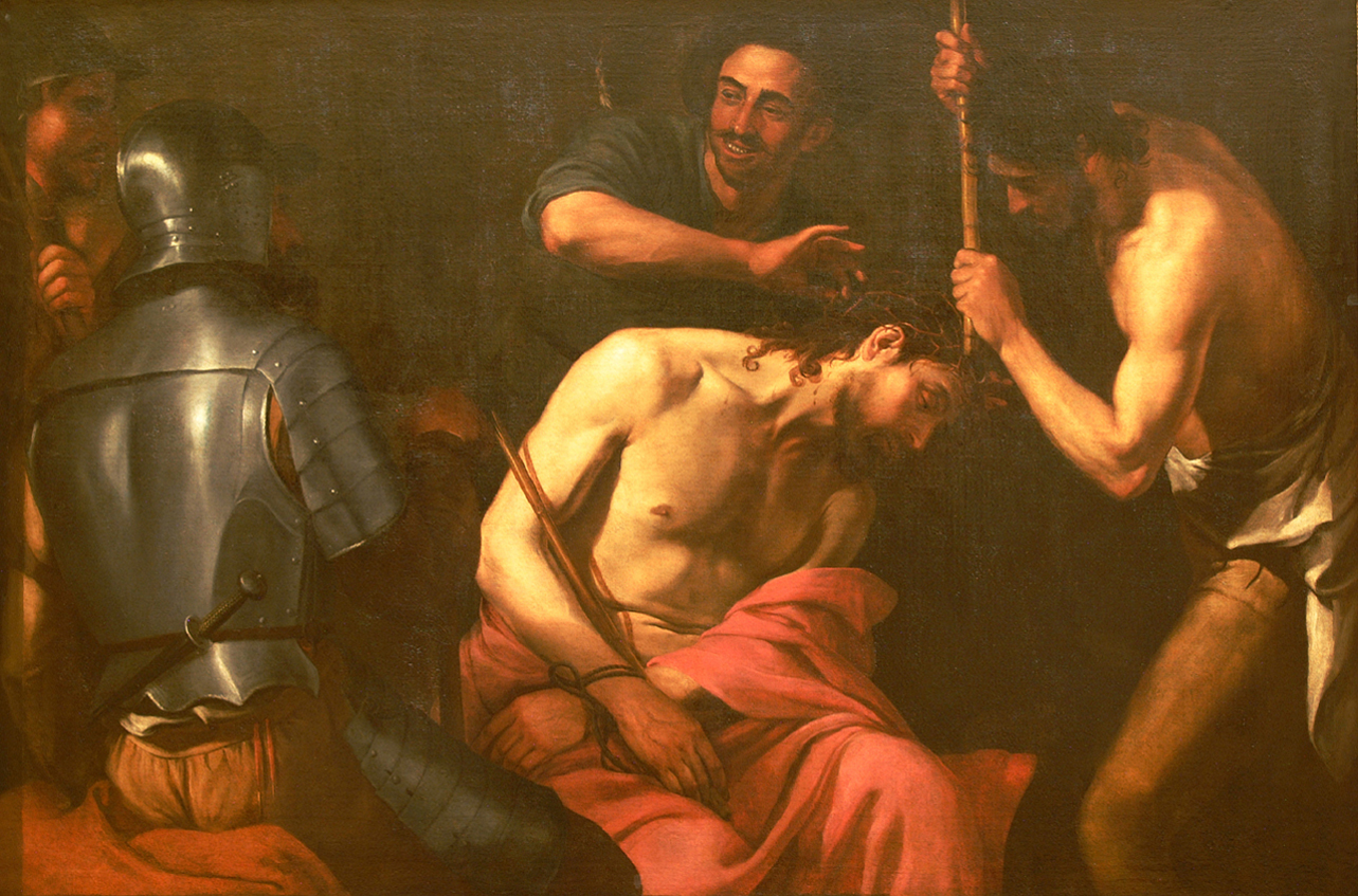 incoronazione di spine (dipinto, opera isolata) di Manfredi Bartolomeo (maniera) (prima metà sec. XVII)