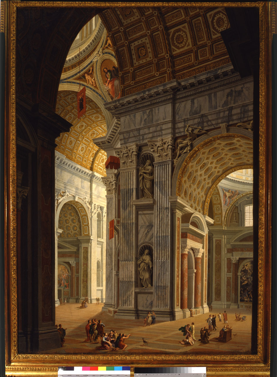 Interno della basilica di San Pietro a Roma (dipinto, opera isolata) di Garoli Pietro Francesco (ultimo quarto sec. XVII)