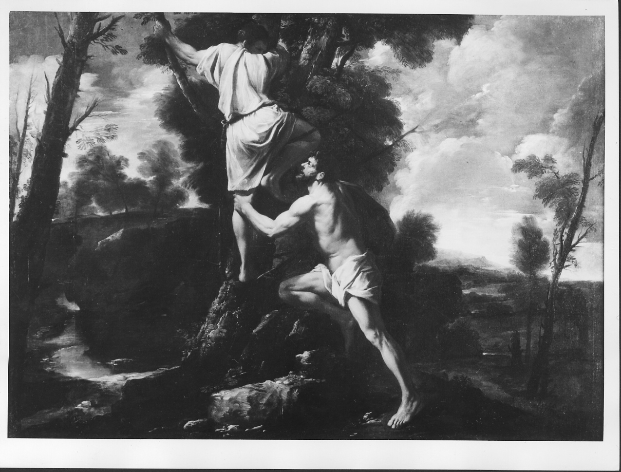 paesaggio con Ida e Linceo (dipinto, opera isolata) di Mola Pier Francesco (attribuito) (metà sec. XVII)