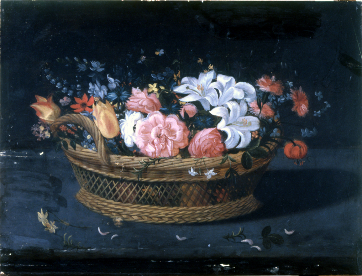 fiori in un cesto (dipinto, opera isolata) - ambito fiammingo (metà sec. XVII)